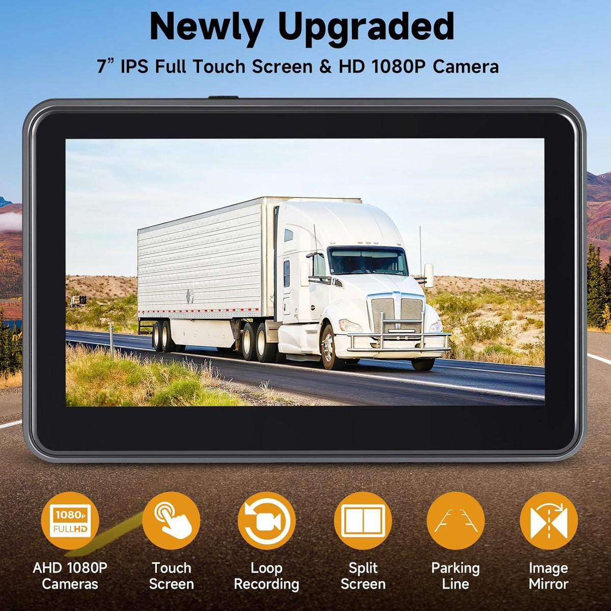 AHD1080P Wired Backup Camera with 7'' Touch Screen Monitor, Rear View Camera System for