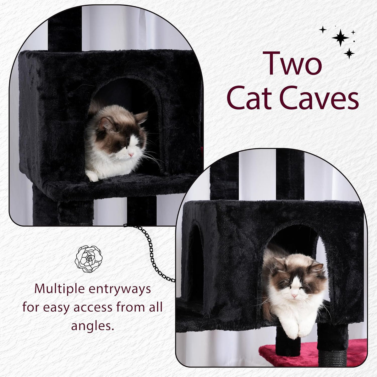 Hey-brother Cat Tree Tower, Scratching Posts with a Extended Part, Wide Platforms, Cozy Condos