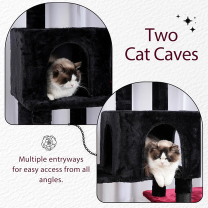 Hey-brother Cat Tree Tower, Scratching Posts with a Extended Part, Wide Platforms, Cozy Condos