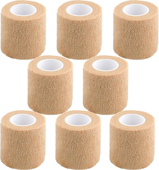 Self Adhesive Bandage Wrap,2 Inch Athletic Tape Breathable Elastic Brown Cohesive Bandages, Vet