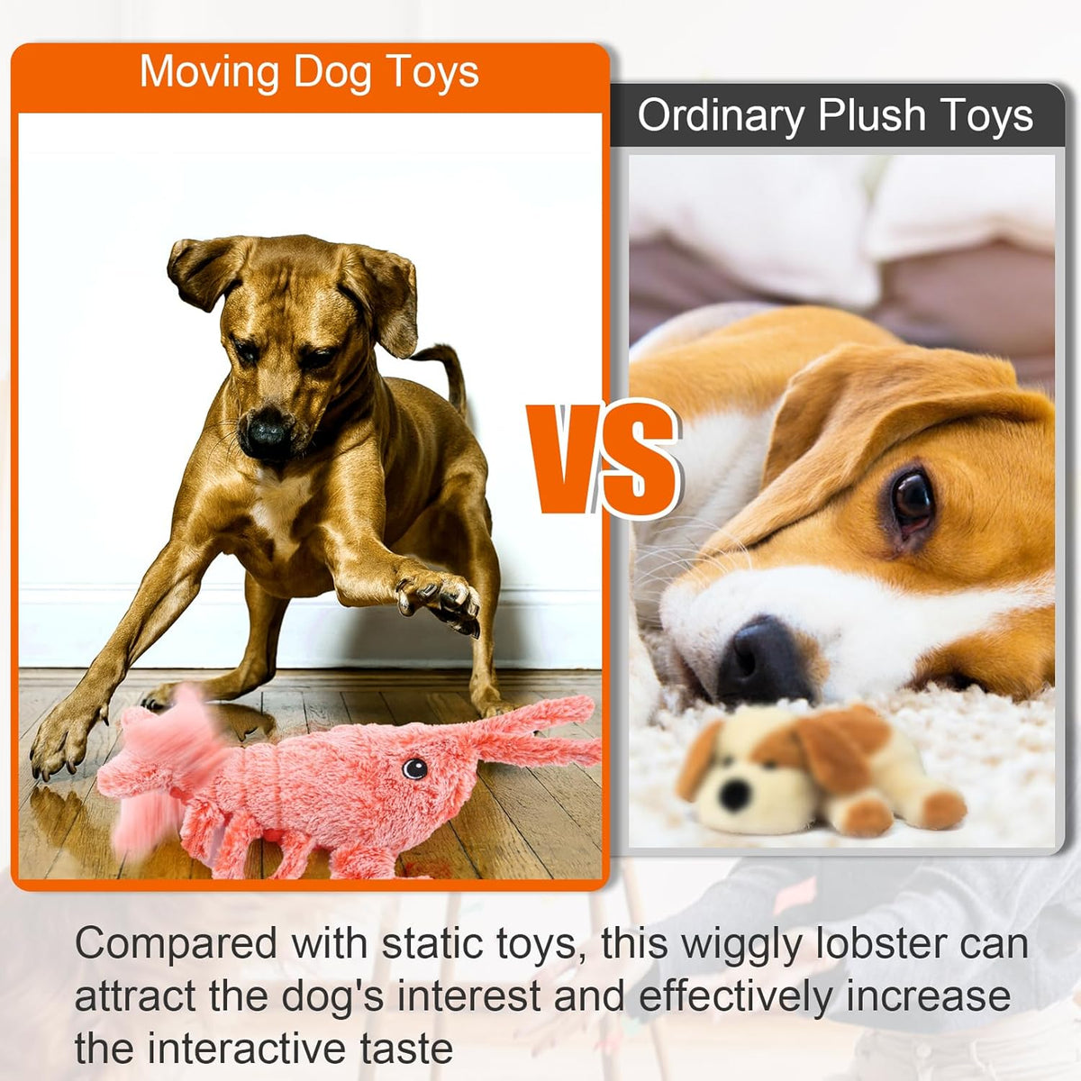 Mity rain Interactive Dog Toys - Wiggly Lobster for Small Medium Large Dogs, Moving Pet Toy to Keep