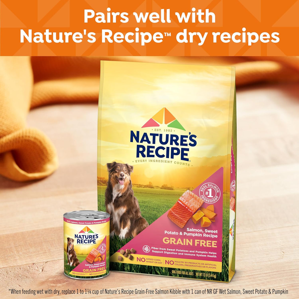 Nature's Recipe Grain Free Salmon, Sweet Potato, and Pumpkin Recipe Wet Dog Food, 13 oz. Can, 12