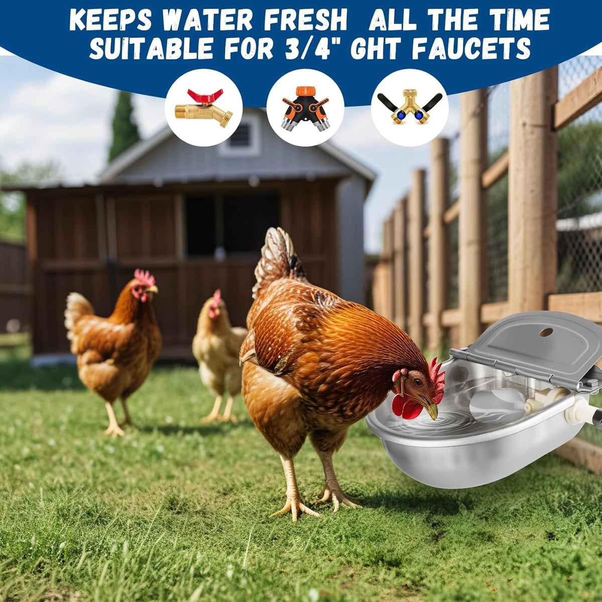 Automatic Water Dispenser for Dogs, Auto Dog Waterer for Outdoor, Stainless Steel Water Bowl