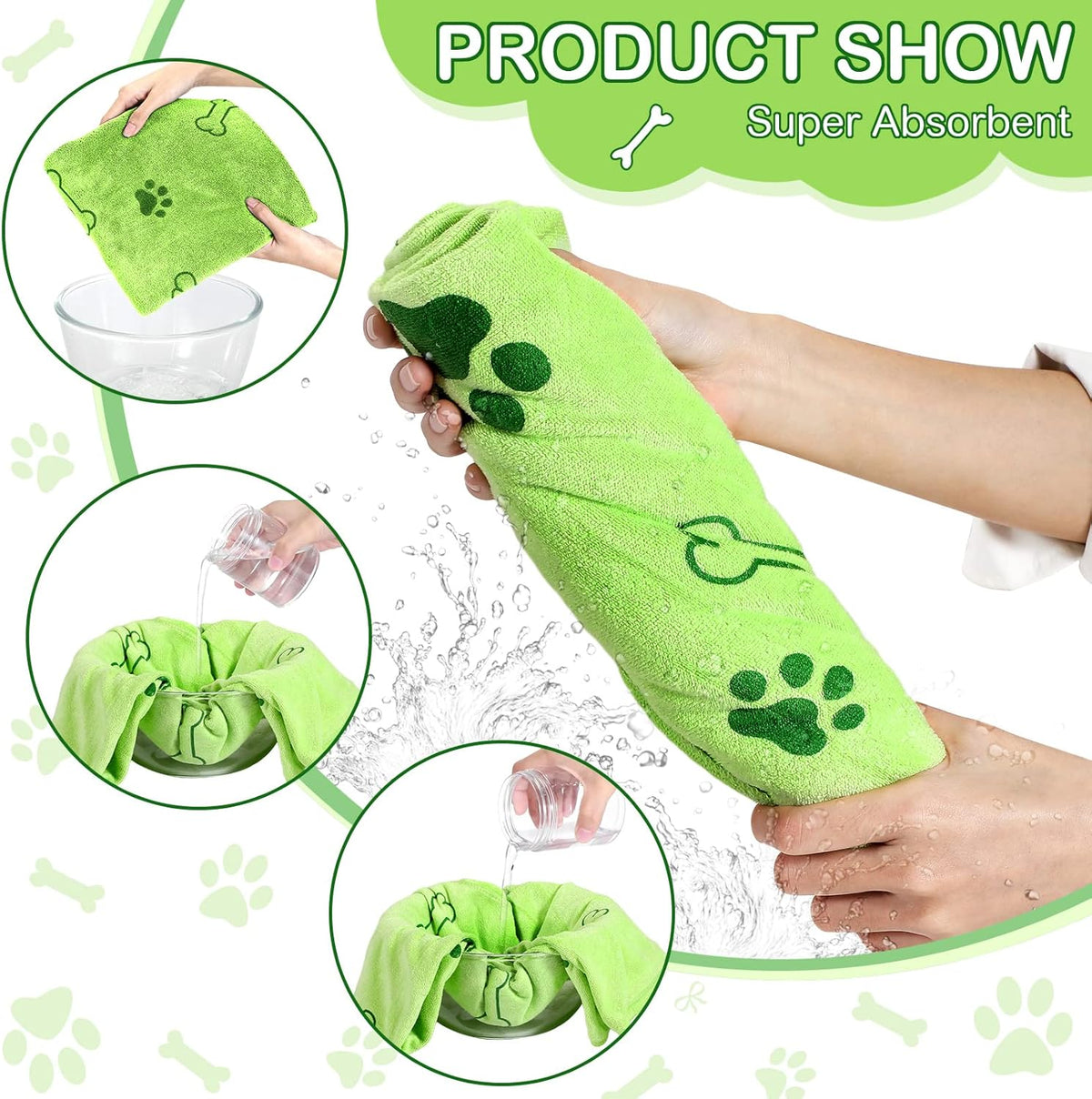 Chumia 8 Pcs Dog Towels for Drying Dogs Cats Pet Towels Bulk Puppy Microfiber Quick Drying Paw Bath