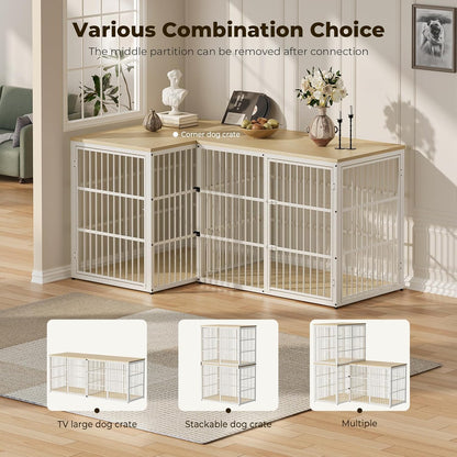 Lyromix 48'' XXL Dog Crate Furniture with 3 Doors,Wooden Crate End Table Heavy Duty Indoor