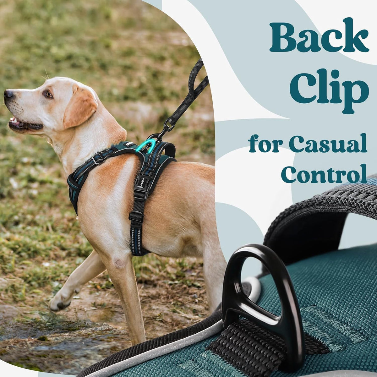 rabbitgoo Dog Harness for Large, No Pull Pet Harness with 3 Buckles, Adjustable Soft Padded Vest
