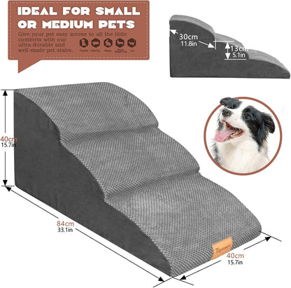 Topmart High Density Extended Foam Dog Ramp&Steps 3 Tiers,15.7" High,Non-Slip Dog Stairs with