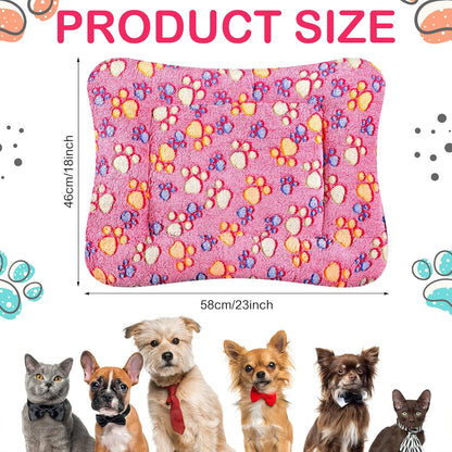 4 Pack Ultra Soft Dog Cat Bed Mat with Cute Prints Reversible Fleece Dog Crate Kennel Pad Cozy