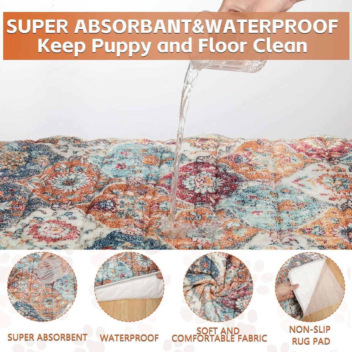 Washable Thickened Pee Pads for Dogs, 2 Pack (36"x42") Upgrade Reusable Puppy Pads with Non-Slip