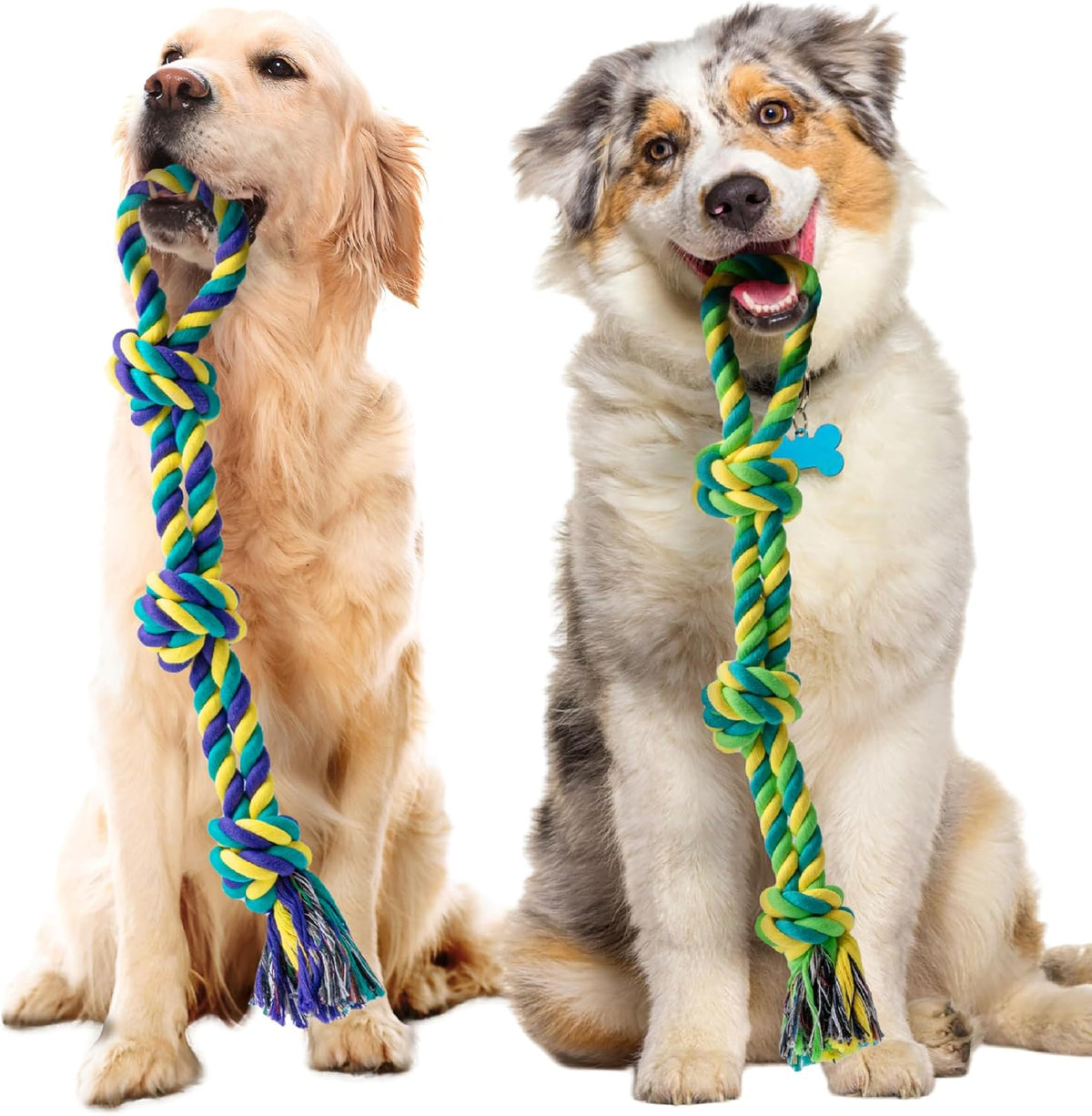 SHARLOVY Dog Rope Toy for Medium Dogs, 2 Pack Heavy Duty Dog Chew Toys for Aggressive Chewers