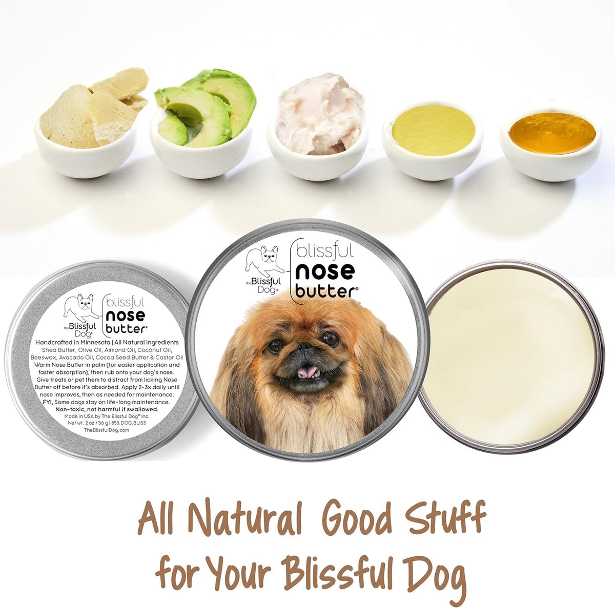 The Blissful Dog Pekingese Nose Butter for Dry, Cracked Skin, Lick-Safe Dog Nose Balm with