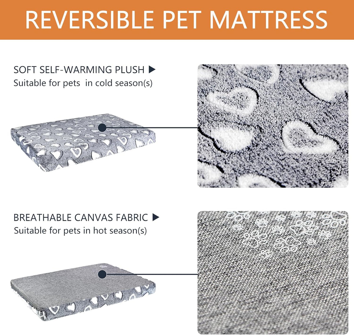 VANKEAN Reversible Cool and Warm Dog Bed Mat for Crates - Stylish Pad With Waterproof Inner Linings