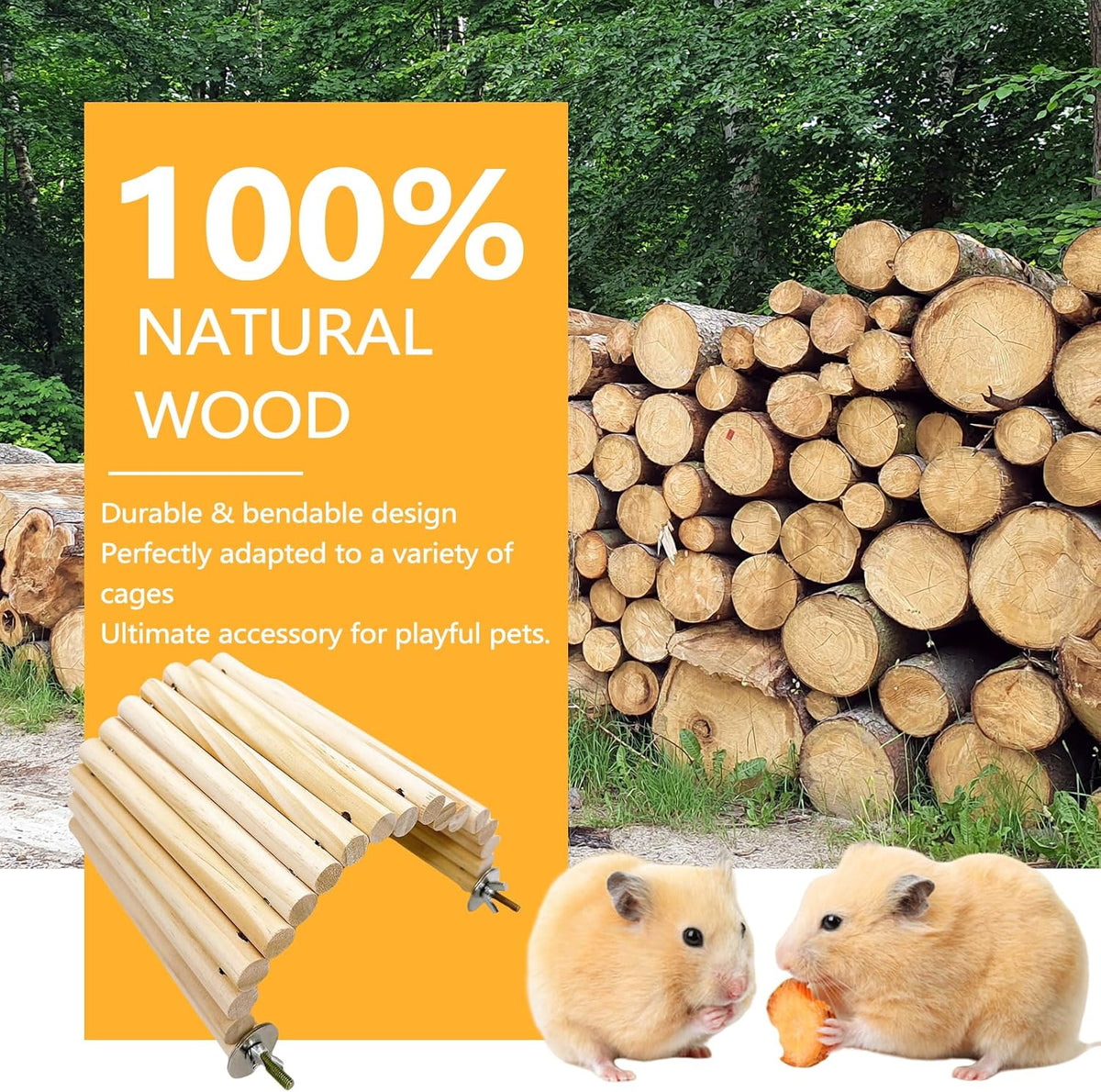 2Pcs Chinchilla Wood Ledge Hamster Wooden Flexible Platform Perch Climbing Toys Cage Accessories