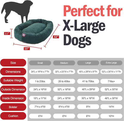 Majestic Pet 52 Inch Micro Velvet Calming Dog Bed Washable 52x35x11 (inch) – Cozy Soft Round Donut