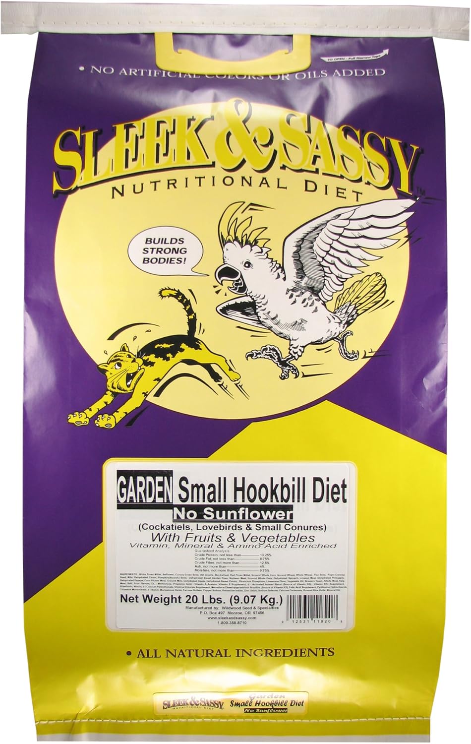 SLEEK & SASSY Garden Small Hookbill No Sunflower Bird Food for Lovebirds, Cockatiels, Quaker