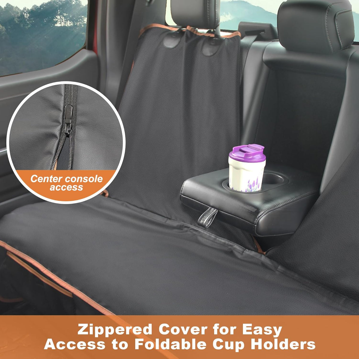 Dog Car Seat Cover for Back Seat, Waterproof PU Leather Bench Seat Covers for Trucks Ford F 150/Ram