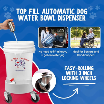 Pet Gravity Water Dispenser: 5 Gallon. for Dogs, Cats, Goats, Small Animals. Quiet, No BPA and Made