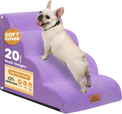 Dog Ramp and Stair for Bed 16" H-20 H,3-Step Cat Stair for Sofa and Chair,4-Step Dog Ramp for High