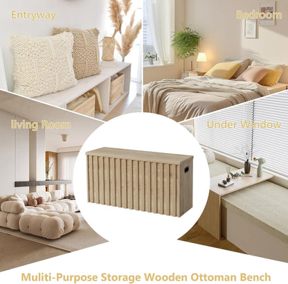 UEV Storage Bench Set of 2, 39.4" Wood Storage Trunk with 2 Safety Hinges, Sturdy Storage Chest