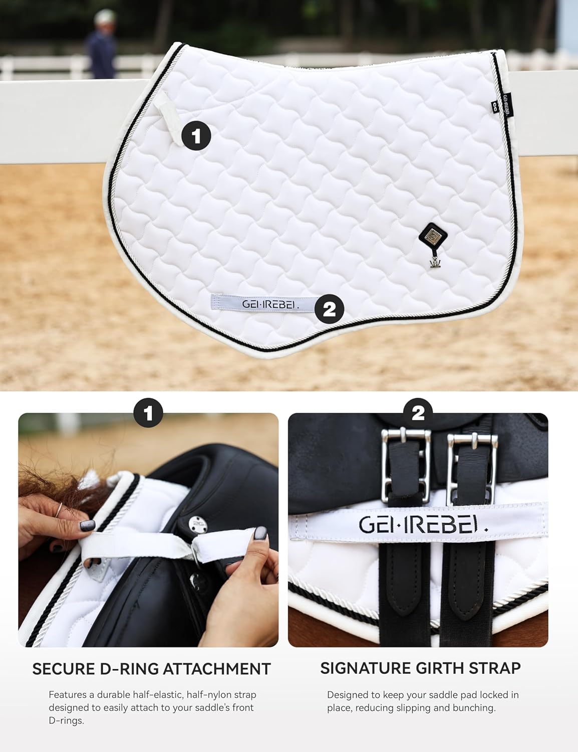 Close Contact Non-Slip Design Horse Riding Pad Moisture-Wicking Shock Absorbing English Saddle Pad