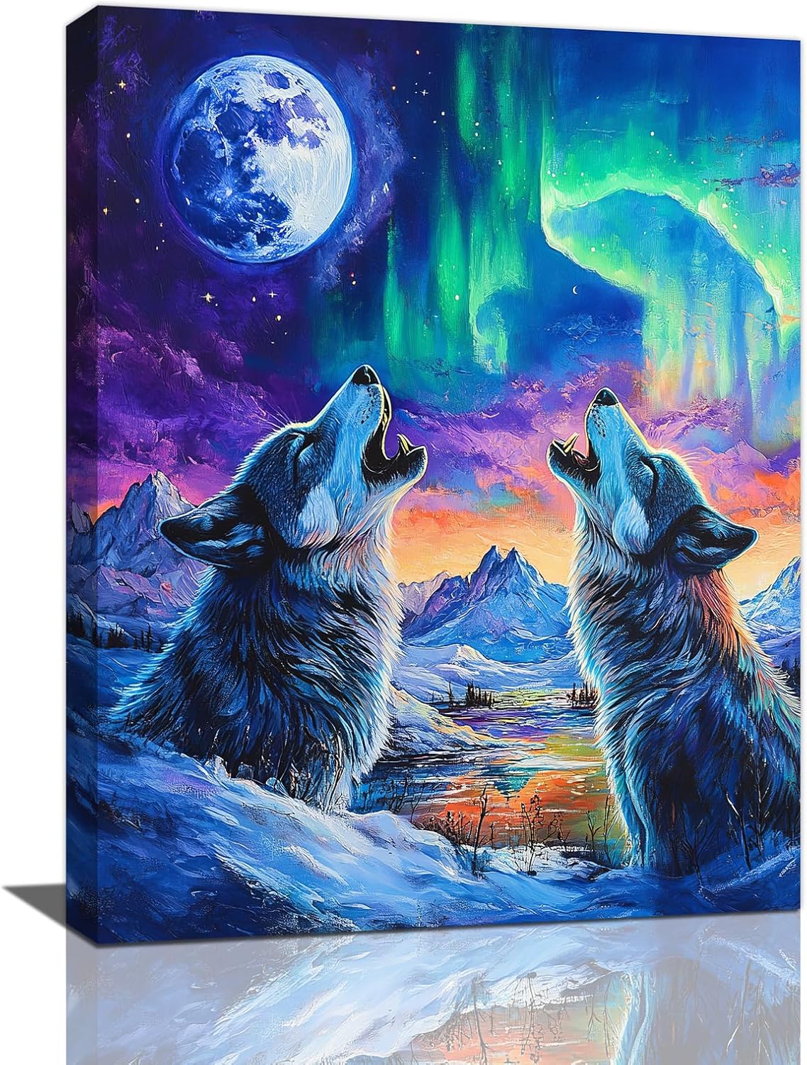 Wolf Wall Art Wolves Canvas Wall Decor Prints Framed Painting Aurora Pictures Gifts Artwork for