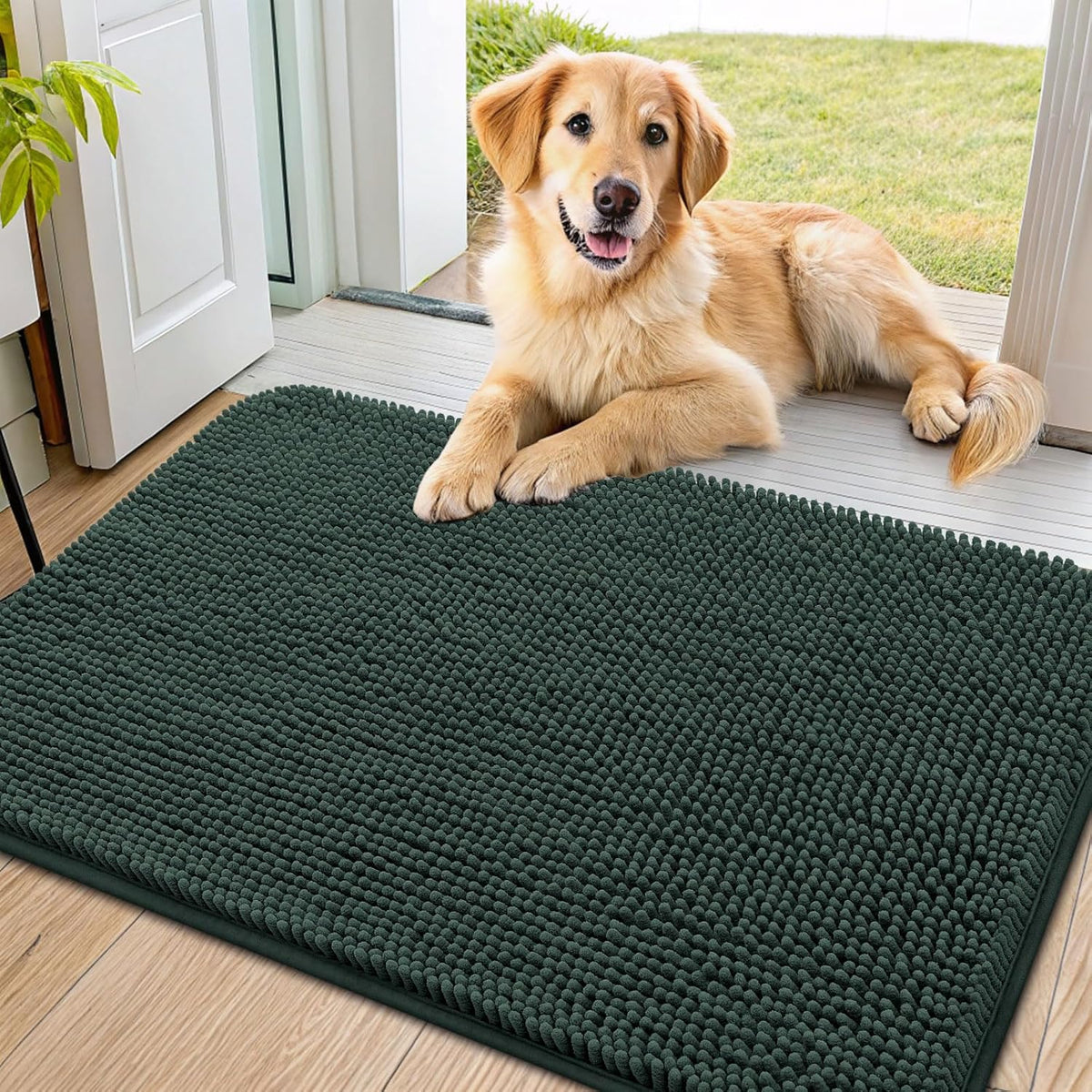 Smiry Dog Door Mat for Muddy Paws 36x24, Absorbs Moisture and Dirt Doormat, Non-Slip Washable Quick
