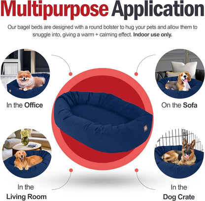 Majestic Pet 32 Inch Suede Calming Dog Bed Washable 32x23x7 (Inch) – Cozy Soft Round Donut Dog Bed