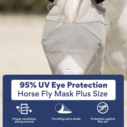 Plus-Size Horse Mask Without Ears | 95% UV Eye Protection | Built-in Visor | Breathable