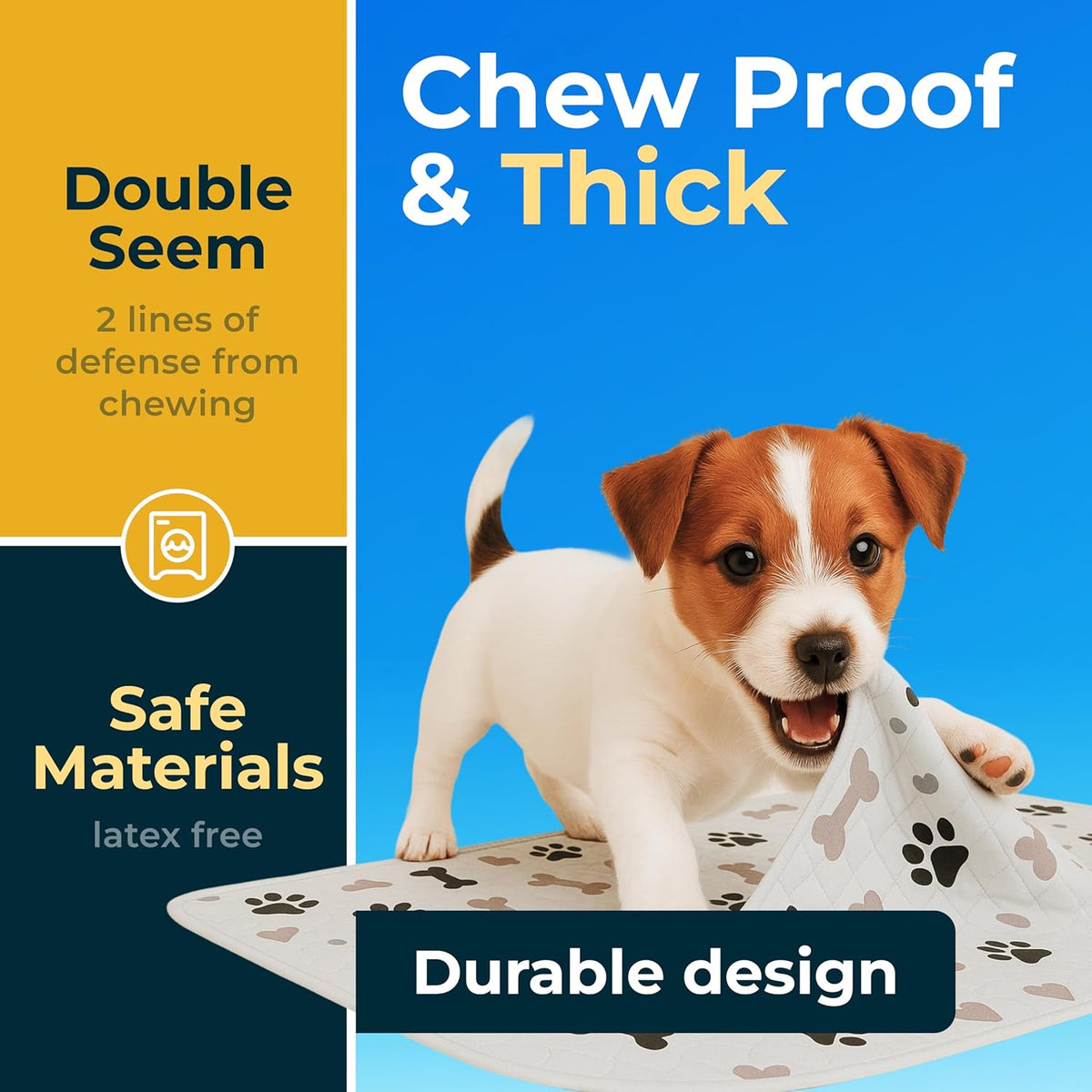 GREEN LIFESTYLE Washable Pee Pads for Dogs - Waterproof Reusable Puppy Pads with Anti-Slip Backing