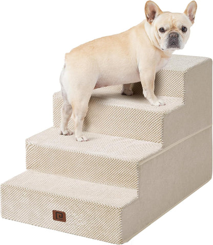 EHEYCIGA Dog Stairs for Bed 20" H, 4-Step Extra Wide Dog Steps for High Bed, Pet Steps for Small