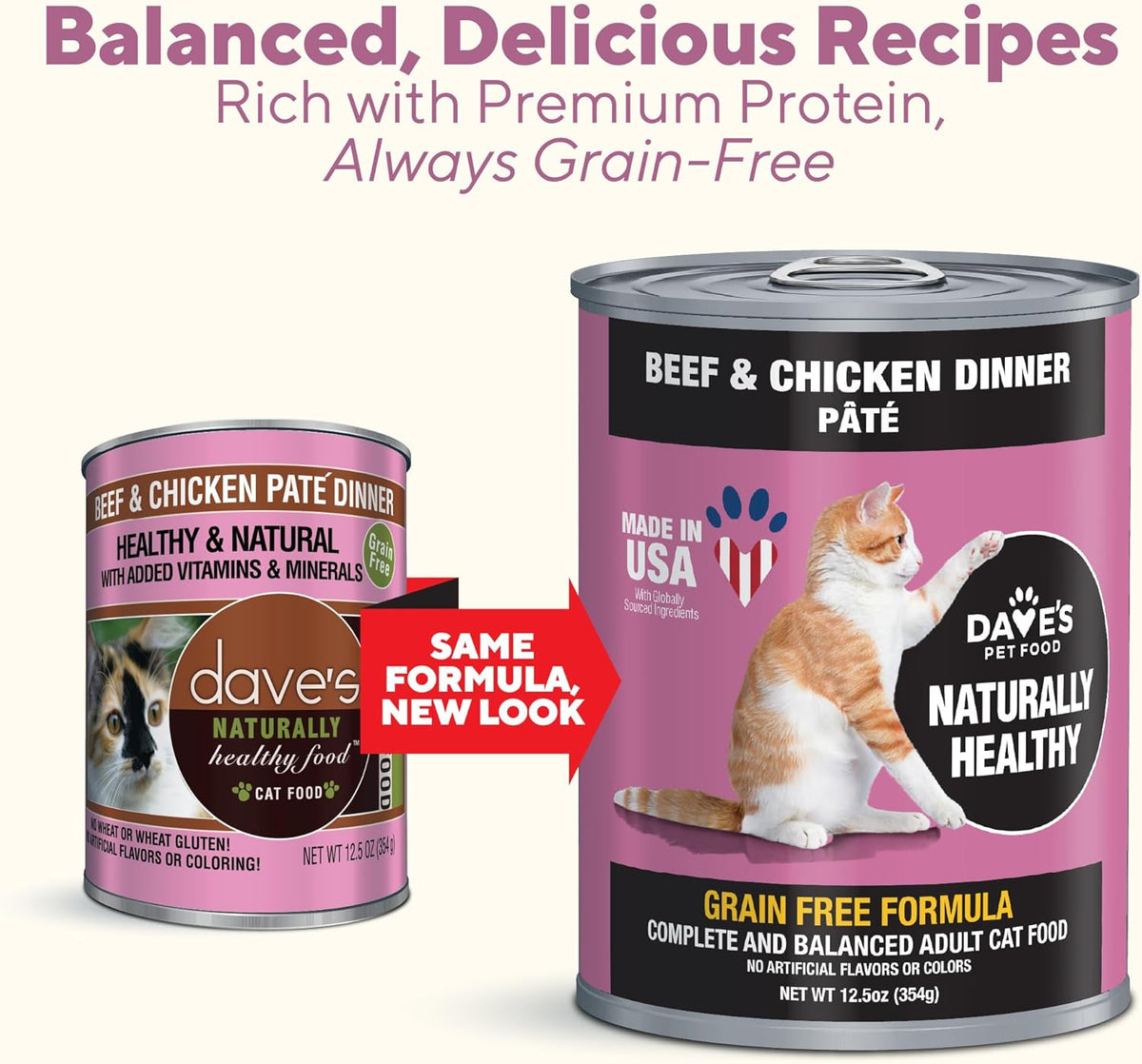 Dave's Pet Food Grain Free Wet Cat Food Pate (Beef & Chicken), Made in USA Naturally Healthy