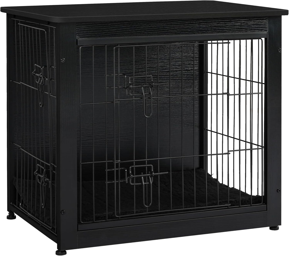 DWANTON Dog Crate Furniture with Cushion, Wooden Kennel Table with Double Doors, Indoor Dog House