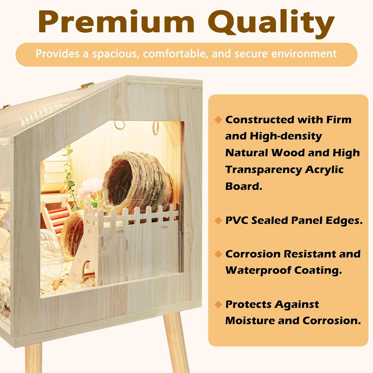 Prolee Hamster Cage with Legs, Guinea Pig Cages Chew Proof, Hamster House, Hamster Cages and