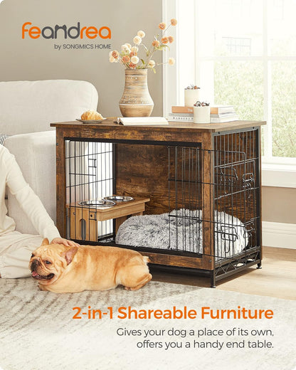 Feandrea Dog Crate Furniture, 32.5" Side End Table, Modern Kennel for Dogs Indoor up to 45 lb