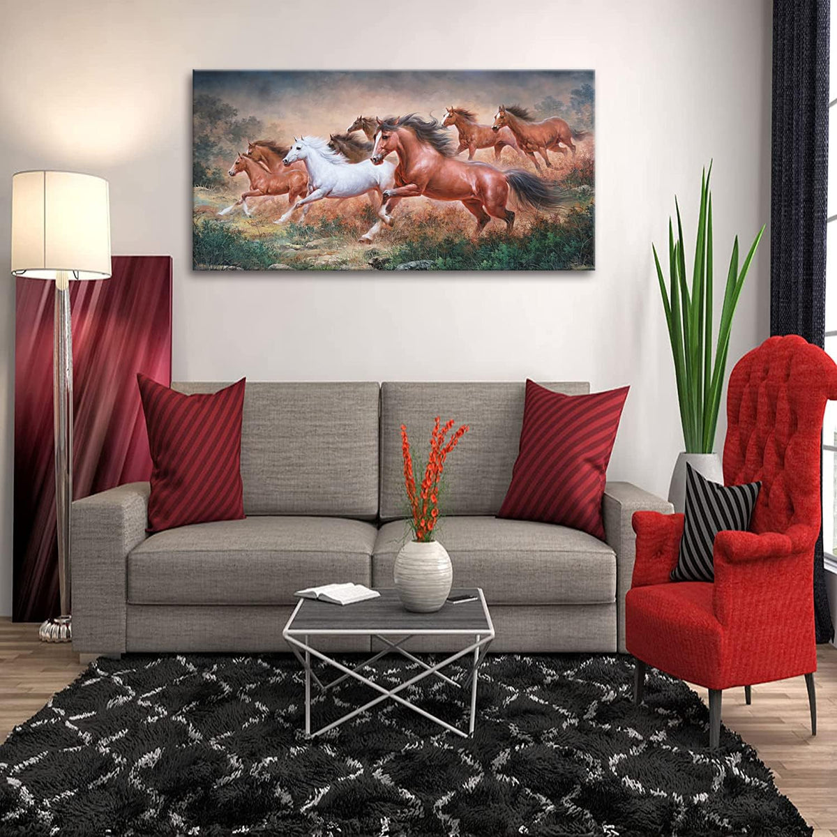 Yxbhhym Large Horse Wall Art Pictures Animal Canvas Prints Eight Running Horses Paintings Posters