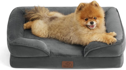 Bedsure Small Orthopedic Dog Bed - Washable Bolster Dog Sofa Beds for Small Dogs, Supportive Foam