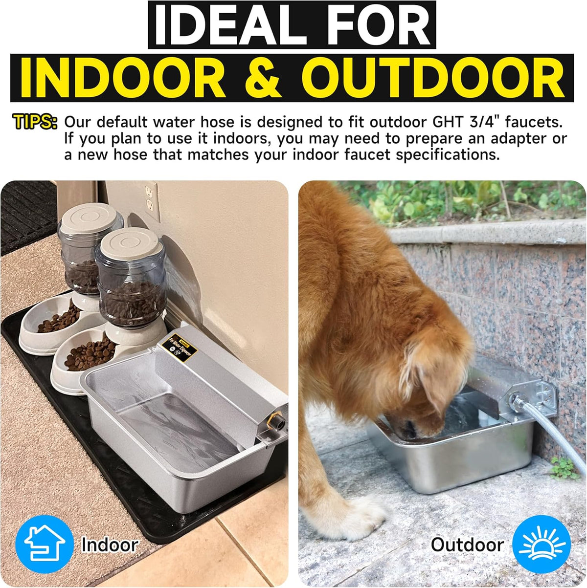 Automatic Dog Water Dispenser, 2 Gallons 304 Stainless Steel Large Dog Water Bowl Dispenser for