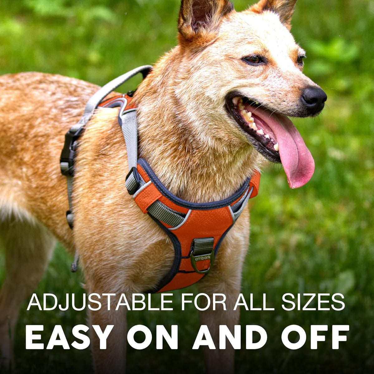Embark Adventure Dog Harness, Reflective Trim No Pull Dog Harness Medium Sized Dogs - Military