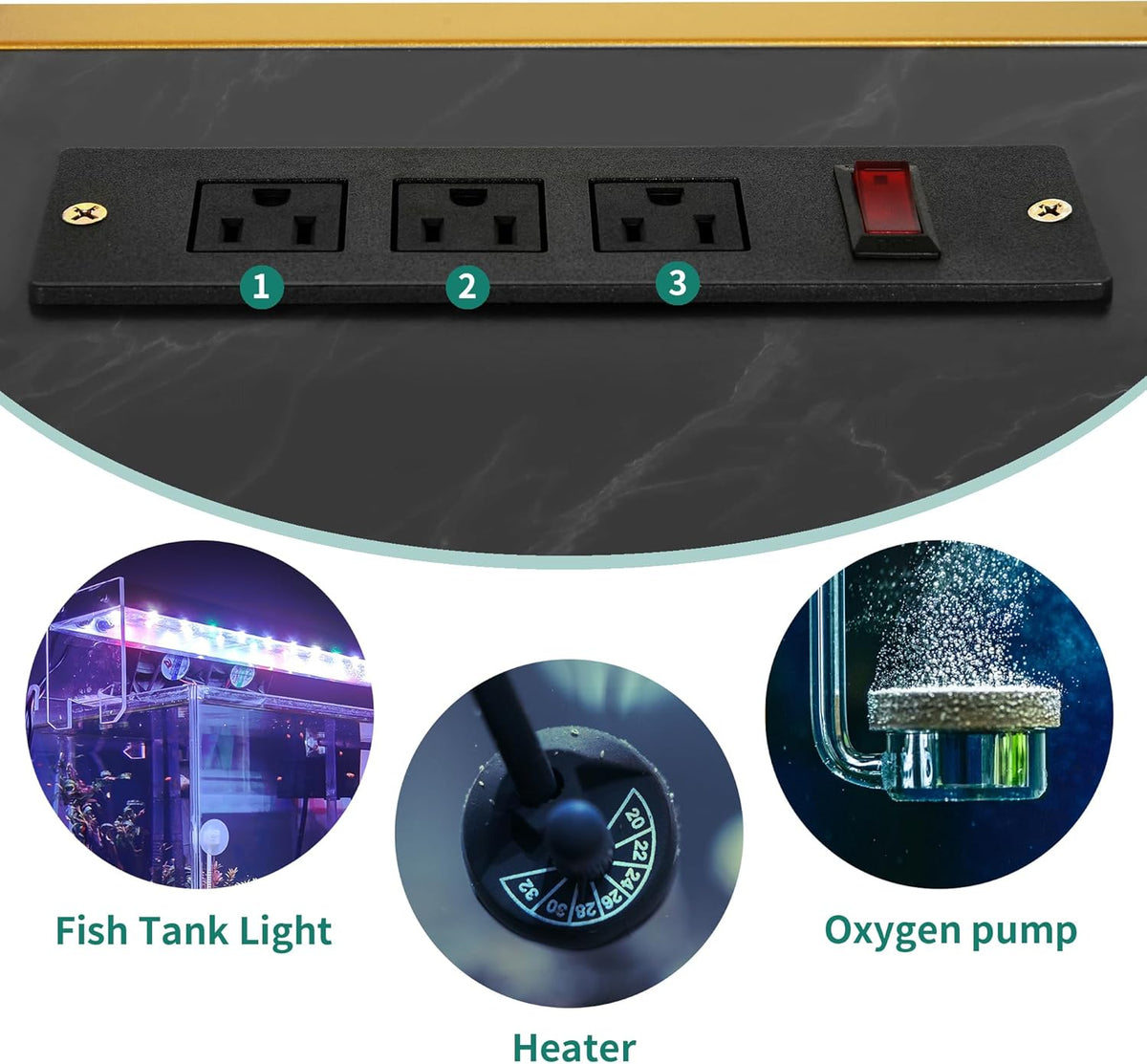 YITAHOME Heavy Duty 55-75 Gallon Fish Tank Stand with Power Outlet, Marble Aquarium Stand for Fish