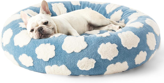 LE SURE Donut Dog Bed Medium Size Dog - Round Cat Beds for Indoor Calming Pet with Washable Cover