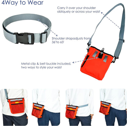 Dog Treat Pouch with Magnetic Closure 4-Cup Silicone Bag Fanny Pack Holder with Clicker 4 Ways to