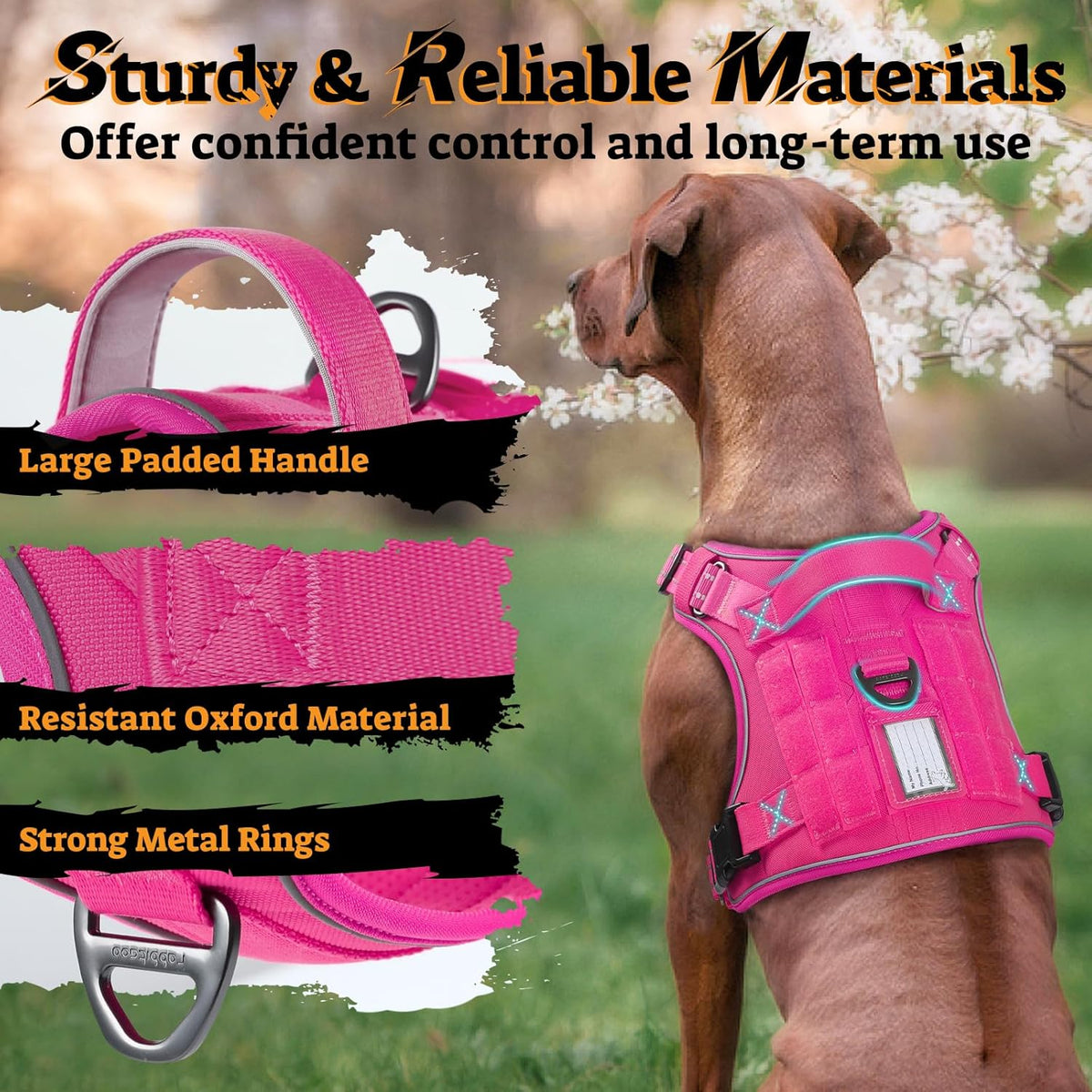 rabbitgoo Dog Harness Small Sized No Pull, Tactical Service Pet Vest with Molle and Control Handle