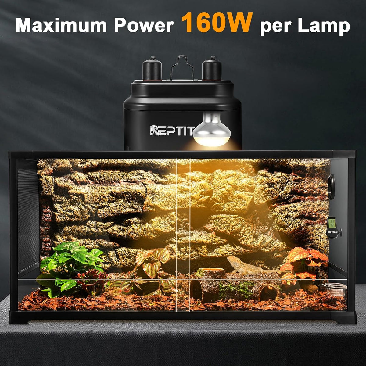 Dual Reptile Light Fixture with Switches, Reptile Heat Lamp Fixture, Reptiles Terrarium UVB Bulb
