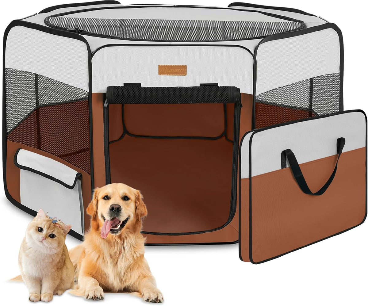Dog Playpen, Portable Pet Play Pen for Cat, Puppies, Rabbits, Chickens, Foldable Large-Capacity Pet