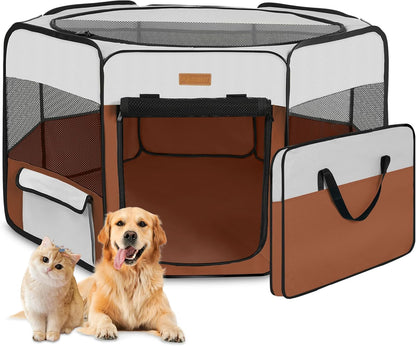 Dog Playpen, Portable Pet Play Pen for Cat, Puppies, Rabbits, Chickens, Foldable Large-Capacity Pet