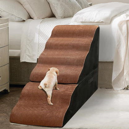 Dog Stair Steps for High Bed, 6-Step Dog Ramps for High Beds Climbing for Doggy/Kitty, Curved Pet
