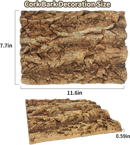 Fhiny 2 PCS Cork Bark Background, 11.6" x 7.7" Natural Cork Bark for Reptiles Tank Backdrop Reptile