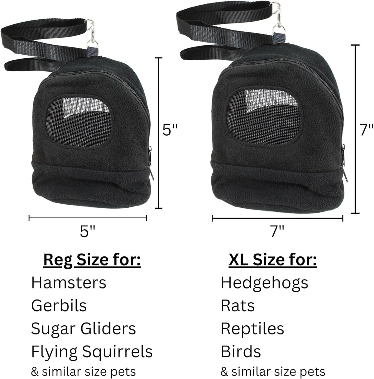 Kucci Carry Pouch - Fleece Travel Bonding Carrier Bag - for Sugar Gliders, Squirrels, Marmosets