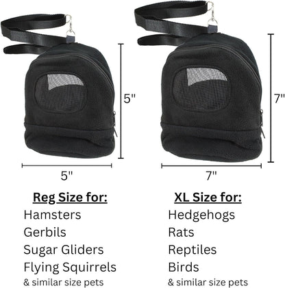 Kucci Carry Pouch - Fleece Travel Bonding Carrier Bag - for Sugar Gliders, Squirrels, Marmosets