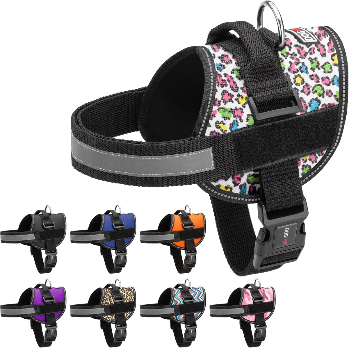 Dogline Dog Harness, Reflective No-Pull Adjustable Vest with Handle for Walking, Training